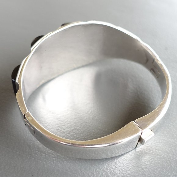 Mexico 64g Pineda-Inspired Sterling Onyx Hinged Cuff - Picture 4 of 14